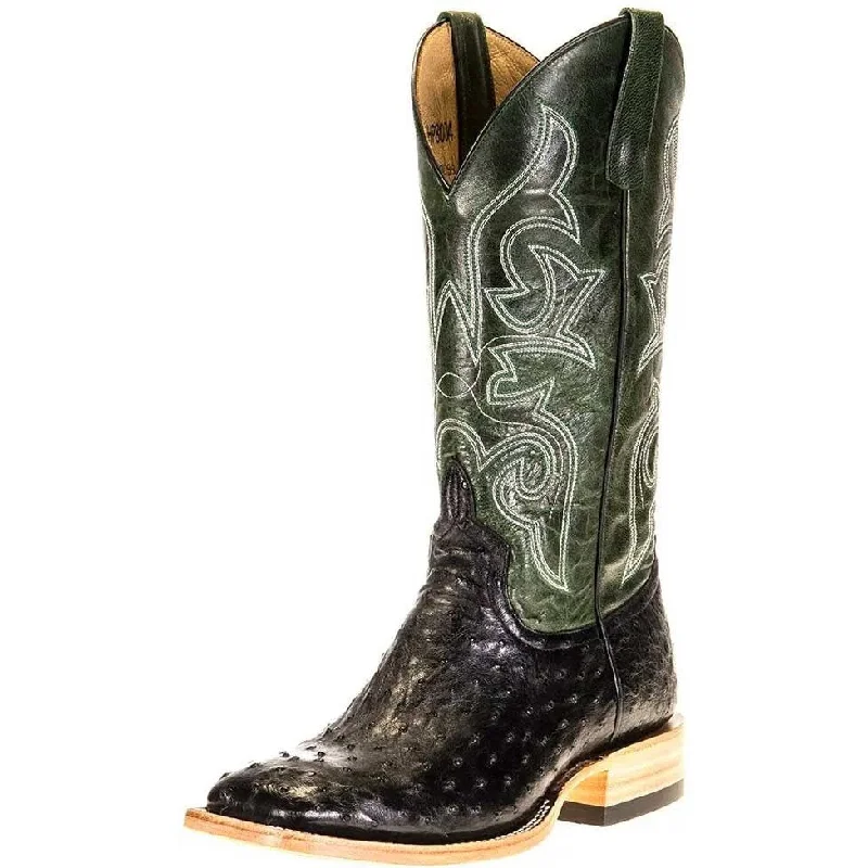 Men's western boots with a high - heeled design and a pointed toeHorse Power Emerald Explosion Full Quill Ostrich Western Boot Men's western boots with a high - heeled design and a pointed toeHorse Power Emerald Explosion Full Quill Ostrich Western Boot