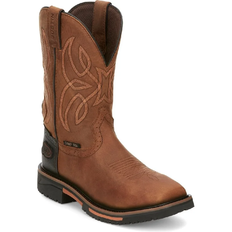 Men's western boots with a silver - toned hardware and accentsJustin Safety Toe Dallen Work Boot Men's western boots with a silver - toned hardware and accentsJustin Safety Toe Dallen Work Boot