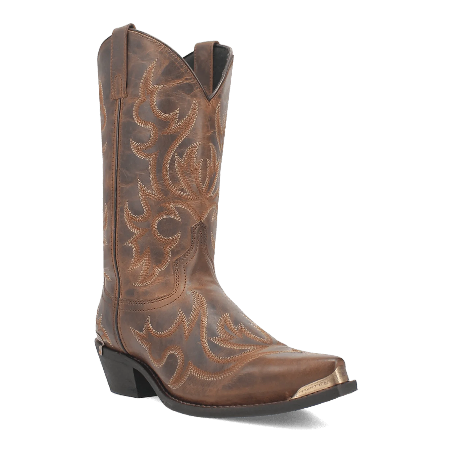 Men's western boots with a decorative concho belt and buckleLaredo Men's Jameson Snip Toe Western Boot in Tan Men's western boots with a decorative concho belt and buckleLaredo Men's Jameson Snip Toe Western Boot in Tan