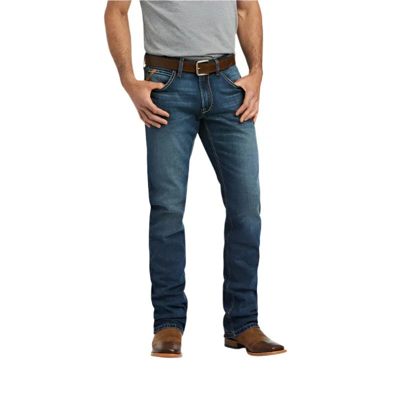 Men's western boots with a scalloped edge and a pull - on strapAriat Rebar M5 Straight Leg Men's Jean Men's western boots with a scalloped edge and a pull - on strapAriat Rebar M5 Straight Leg Men's Jean
