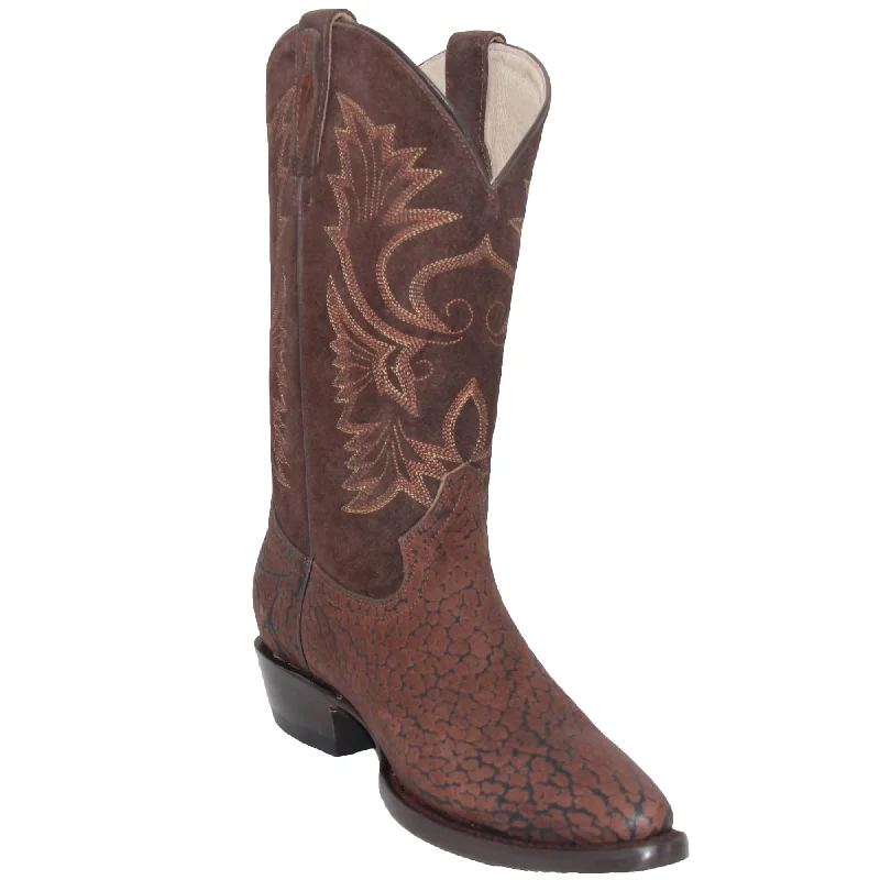 Men’s Genuine Leather J Toe Bull Neck Print Cowboy Boot