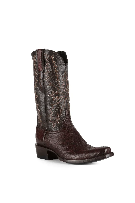 Men's western boots in a rich brown or black leatherAllens Brand - Don Smooth Quill Ostrich - Almond