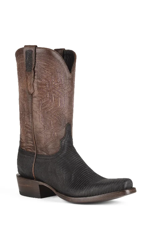 Men's western boots with a suede shaft and a leather soleAllens Brand - Mason Lizard - Black Men's western boots with a suede shaft and a leather soleAllens Brand - Mason Lizard - Black