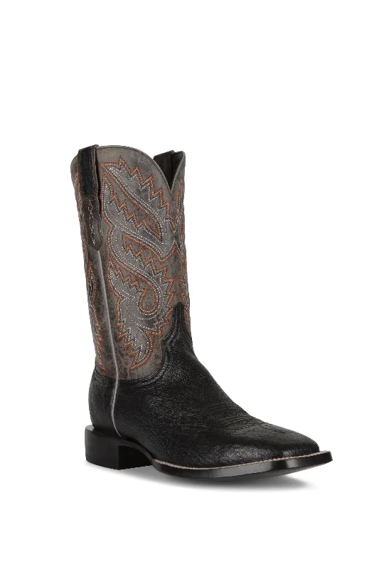 Men's western boots with a high - quality leather upper and a suede liningAzulado - Cedar Smooth Ostrich - Black Men's western boots with a high - quality leather upper and a suede liningAzulado - Cedar Smooth Ostrich - Black