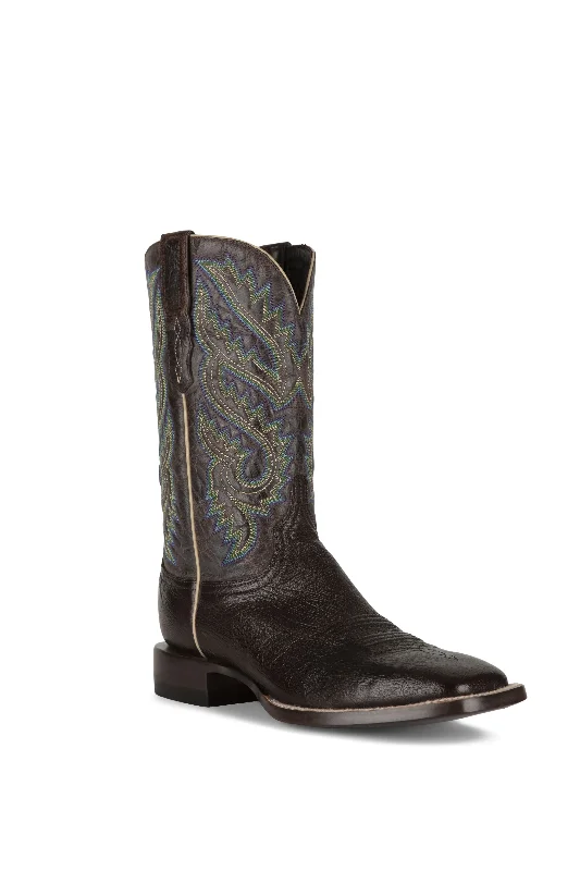 Men's western boots with a decorative concho belt and buckleAzulado - Cedar Smooth Ostrich - Nicotine Men's western boots with a decorative concho belt and buckleAzulado - Cedar Smooth Ostrich - Nicotine