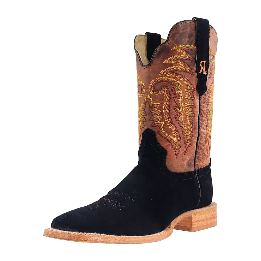Western - style men's boots with intricate tooling and stitchingR. Watson Black Roughout Men's Boot Western - style men's boots with intricate tooling and stitchingR. Watson Black Roughout Men's Boot