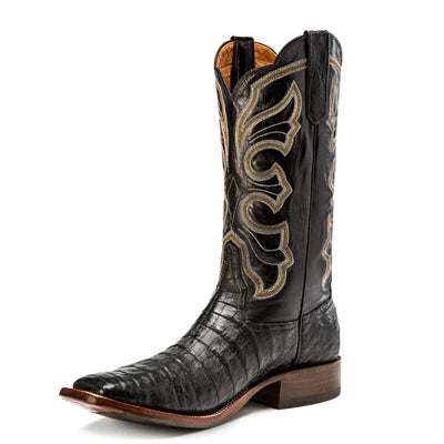 Men's western boots with a decorative concho belt and buckleRios of Mercedes Black Caiman Belly Men's Boot Men's western boots with a decorative concho belt and buckleRios of Mercedes Black Caiman Belly Men's Boot