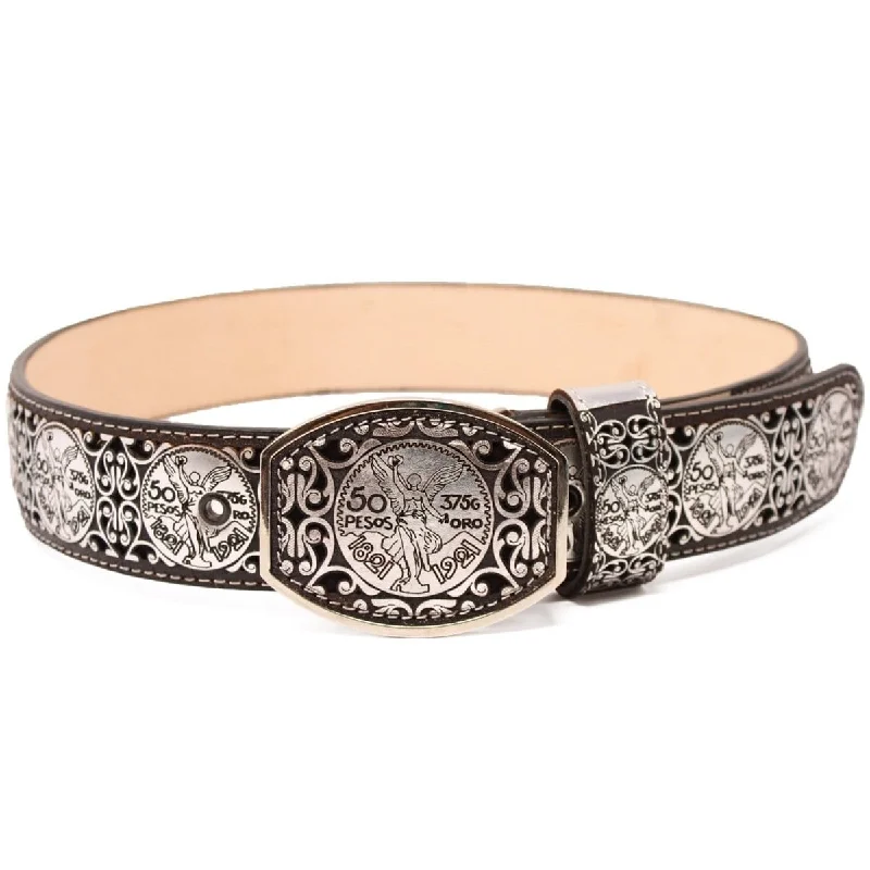 Vintage - style men's western boots with a square toe and spur ledgeMen's El Centenario Silver Genuine Leather Western Belt Metal Buckle Vintage - style men's western boots with a square toe and spur ledgeMen's El Centenario Silver Genuine Leather Western Belt Metal Buckle