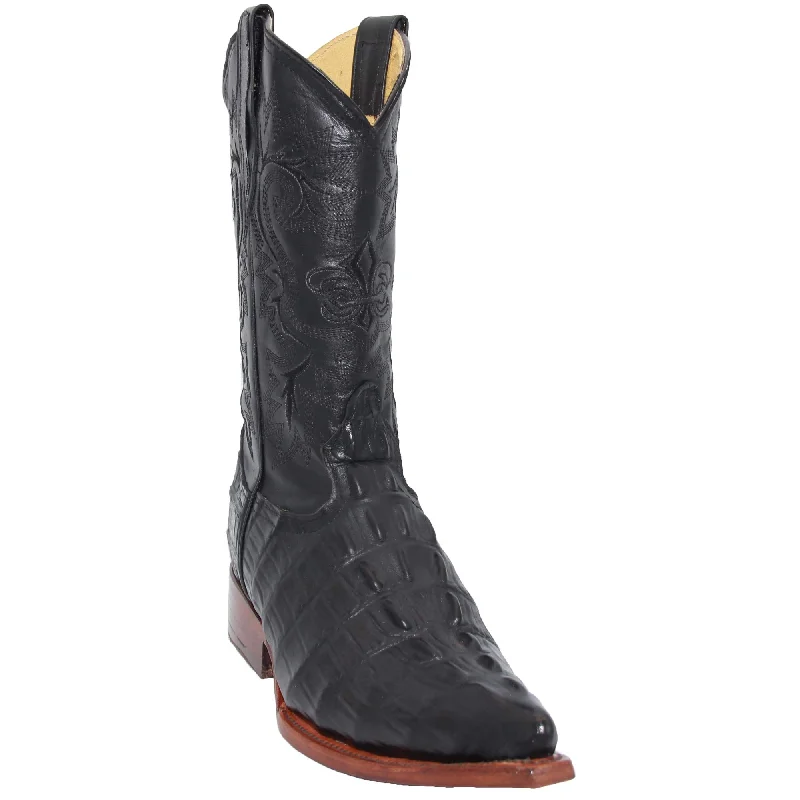 Mens Leather Crocodile Print Snip Toe Cowboy Boot