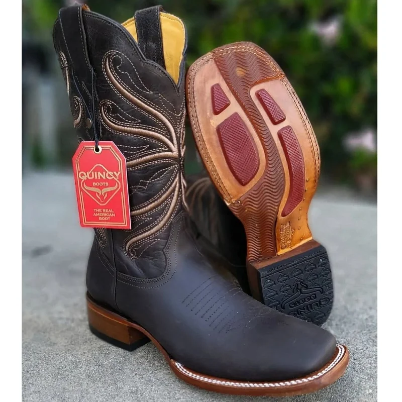 Western - style men's boots with intricate tooling and stitchingMen's Quincy Wide Square Toe Boot Q822A6294 Western - style men's boots with intricate tooling and stitchingMen's Quincy Wide Square Toe Boot Q822A6294