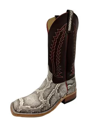 Men's western boots with a tooled leather design on the shaftAnderson Bean Exclusive Burmese Python Men's Boot Men's western boots with a tooled leather design on the shaftAnderson Bean Exclusive Burmese Python Men's Boot