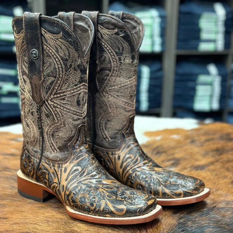 Men's western boots with a distressed leather finish for a rugged lookTanner Mark Men's Hand Tooled Western Boot Men's western boots with a distressed leather finish for a rugged lookTanner Mark Men's Hand Tooled Western Boot