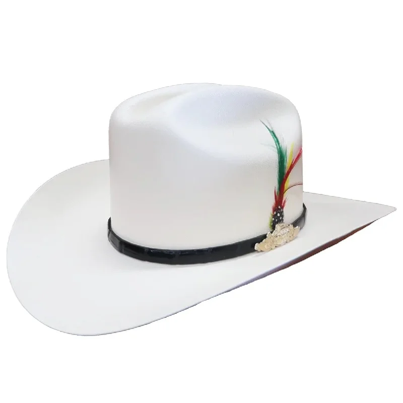 Men's western boots with a decorative concho belt and buckleTombstone 10,000X Sinaloa Shape Hat with Feathers Men's western boots with a decorative concho belt and buckleTombstone 10,000X Sinaloa Shape Hat with Feathers