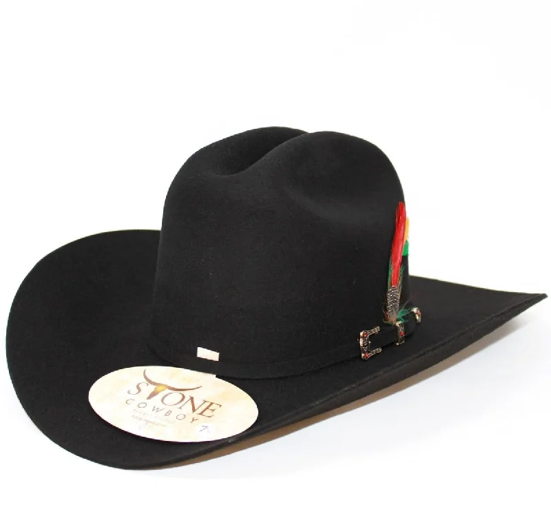Men's western boots with a leather - wrapped heel and a smooth finishTombstone 100X El Fantasma Felt Hat with Feathers TOM-100XFANB Men's western boots with a leather - wrapped heel and a smooth finishTombstone 100X El Fantasma Felt Hat with Feathers TOM-100XFANB