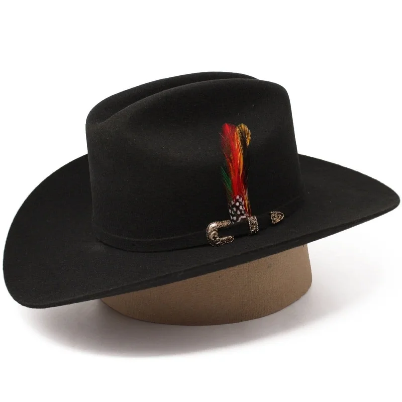 Men's western boots with a leather - wrapped heel and a smooth finishTombstone 20X Cowboy Hat Sinaloa Style with feathers TOM-SINA-B Men's western boots with a leather - wrapped heel and a smooth finishTombstone 20X Cowboy Hat Sinaloa Style with feathers TOM-SINA-B