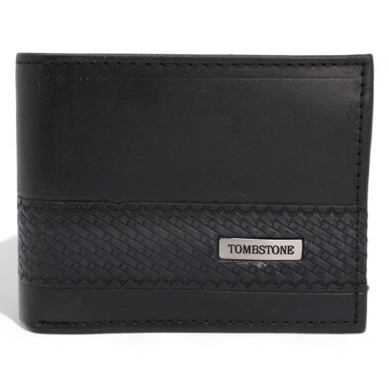 Tombstone Chiseled Genuine Leather Wallet Black TOM-W242