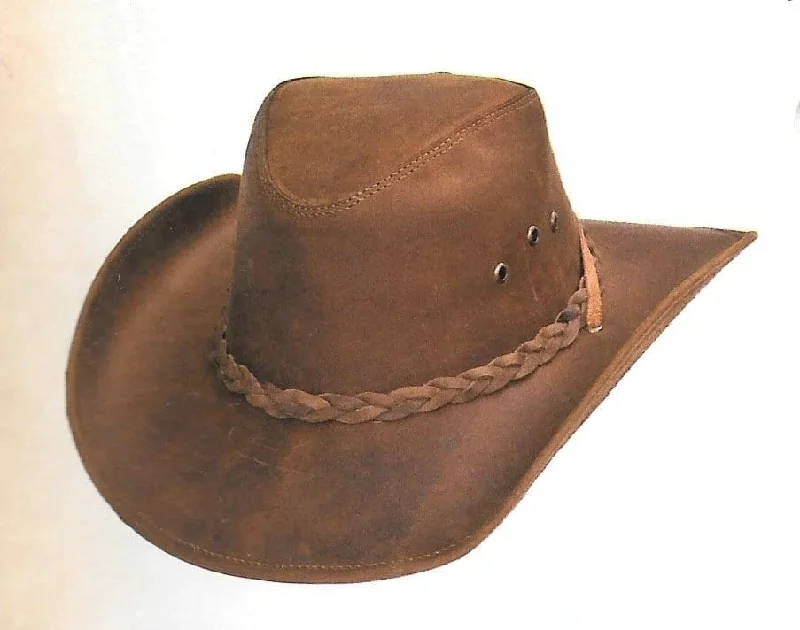 Men's western boots in a rich brown or black leatherTombstone Genuine Leather Cowboy Hat with Braided Band TOM-7209
