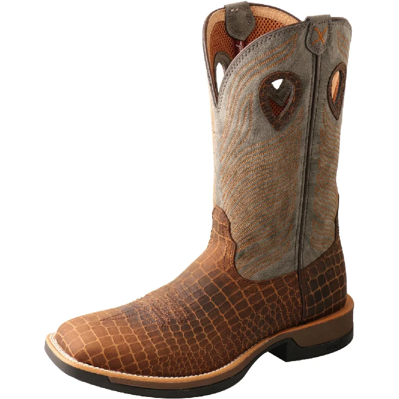 Men's western boots with a leather sole and a heel guardTwisted X Men's Tech X Boot-Brown and Grey Men's western boots with a leather sole and a heel guardTwisted X Men's Tech X Boot-Brown and Grey