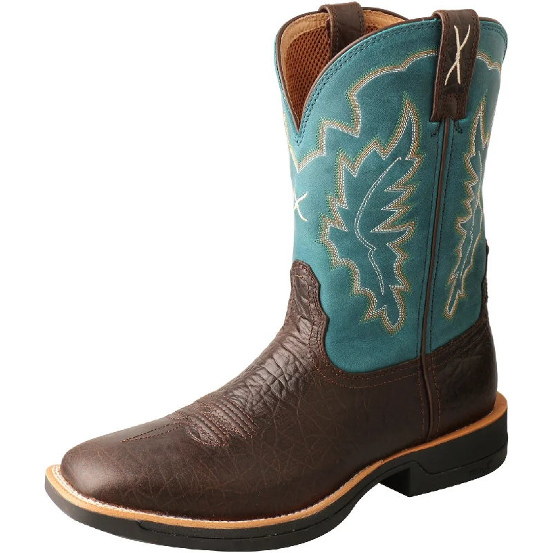 Men's western boots with a rubber sole for traction on various surfacesTwisted X Men's Tech X Boot-Chocolate and Teal Men's western boots with a rubber sole for traction on various surfacesTwisted X Men's Tech X Boot-Chocolate and Teal