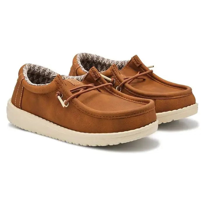 Men's western boots with a rubber sole for traction on various surfacesHey Dude Wally Classic Tan Toddler Shoe Men's western boots with a rubber sole for traction on various surfacesHey Dude Wally Classic Tan Toddler Shoe