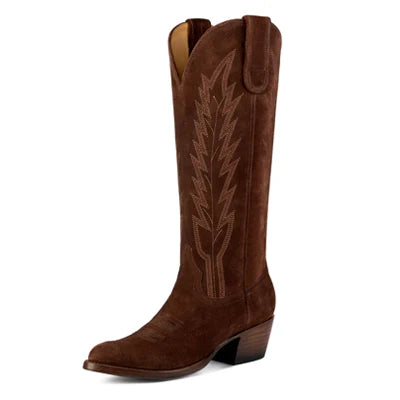 Men's western boots with a concho - studded strap and a pointed toeMacie Bean Chocolate Suede Ladies' Boot Men's western boots with a concho - studded strap and a pointed toeMacie Bean Chocolate Suede Ladies' Boot