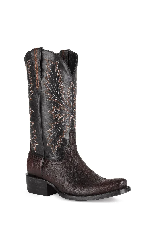 Men's western boots with a leather sole and a heel guardAllens Brand - Jess Smooth Ostrich - Black Cherry Men's western boots with a leather sole and a heel guardAllens Brand - Jess Smooth Ostrich - Black Cherry