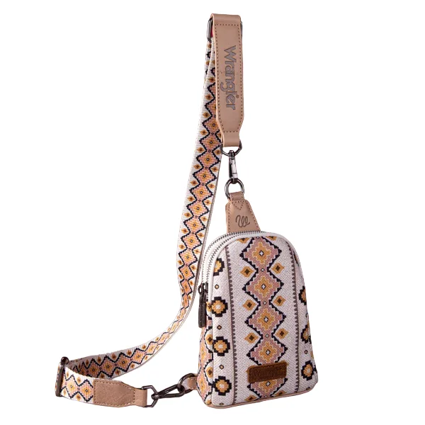 Men's western boots with a decorative inlay on the toe and heelWrangler Aztec Sling Bag Tan Men's western boots with a decorative inlay on the toe and heelWrangler Aztec Sling Bag Tan