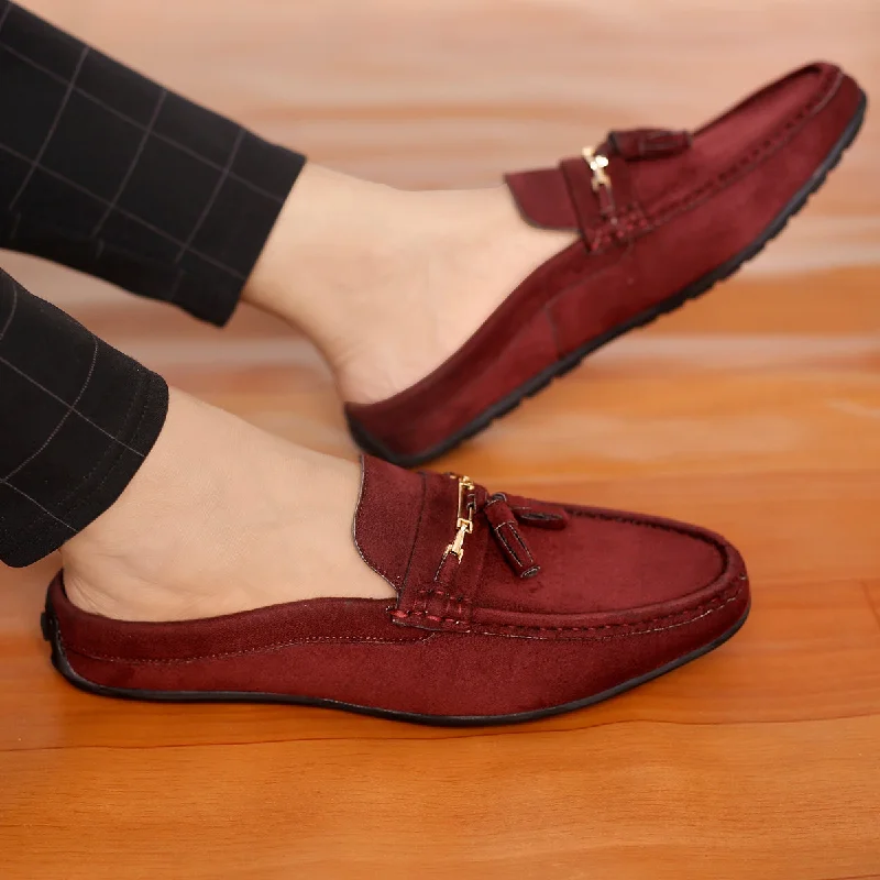Men's casual sneakers with a mesh upperBacca Bucci JAMBOREE Fashion Mules/Clogs/Backless Loafers for Party/Travel/Office-Velvet Maroon