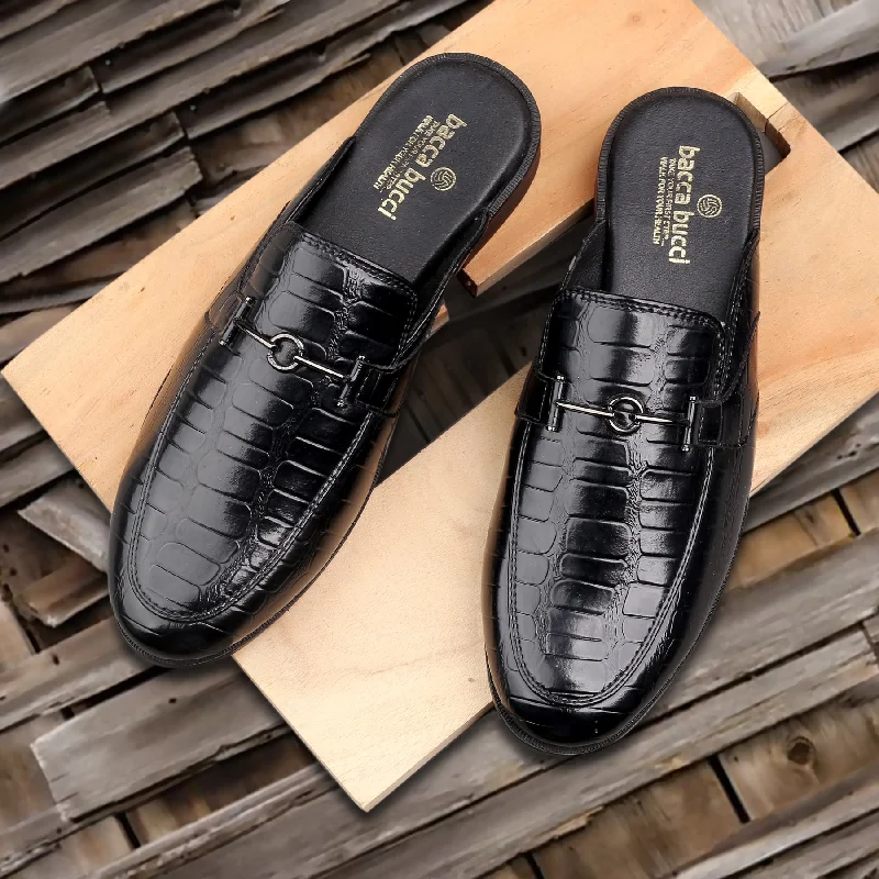 Men's casual shoes with a contrast sole colorBacca Bucci Men's NOVA Mules Clogs Open back Loafers with Comfortable Memory Insoles