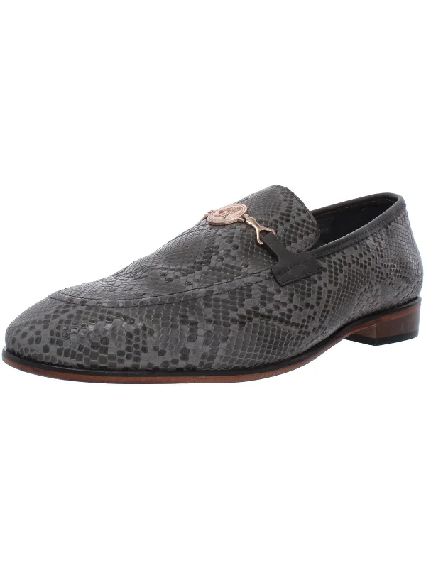 Men's formal shoes with a narrow toe boxBarrino Mens Leather Snake Embossed Loafers
