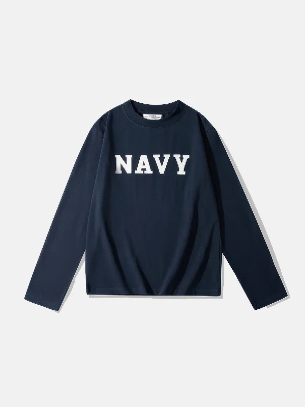 Bold Navy Statement Long Sleeve T-Shirt