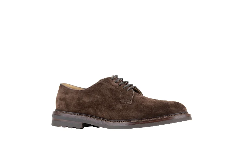 Brunello Cucinelli Mens Suede Leather Lace Ups in Dark Brown