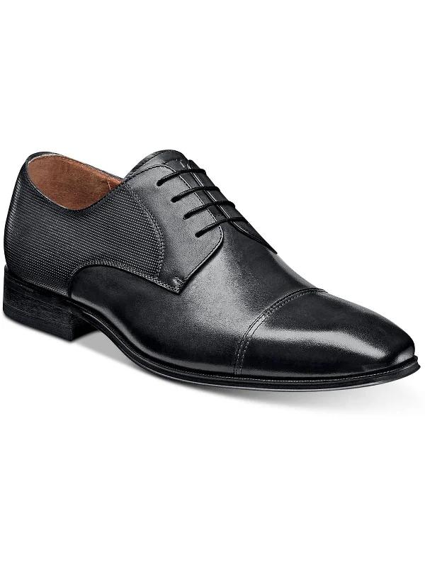 Men's formal shoes with a narrow toe boxCalipa Mens Leather Lace-Up Cap Toe Oxfords