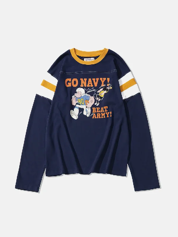 Go Navy Crew Neck Long Sleeve T-Shirt