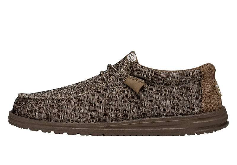 Men's casual shoes with a stretchy side panelHey Dude Wally Sport Knit Tan