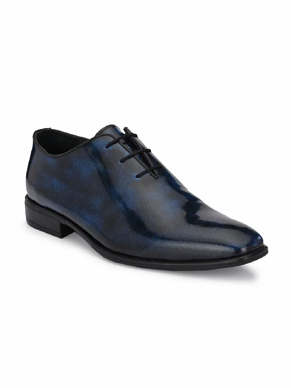 HITZ3311 Men's Blue Leather Formal  Lace-Up Shoes