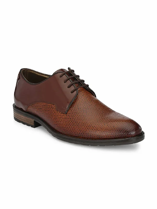 HITZ1672 Men's Brown Leather Formal  Lace-Up Shoes