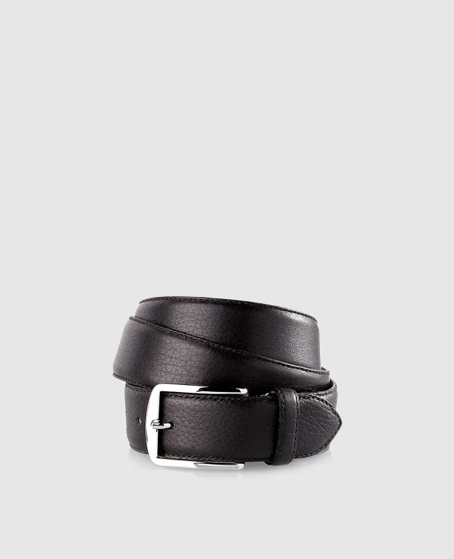 Men’s deerskin belt in dark brown - Black Brown