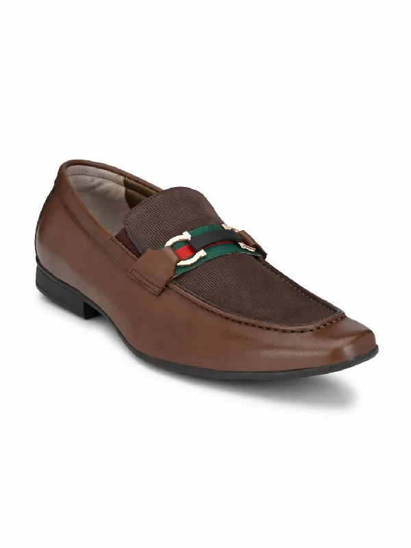 HITZ5214 Men's Brown Leather Formal  Slip-On Shoes