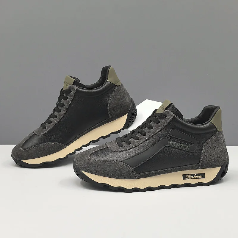 Men's casual shoes with a soft insole for cushioningMen Fashion Leather High Top Flat Casual Shoes Men's casual shoes with a soft insole for cushioningMen Fashion Leather High Top Flat Casual Shoes