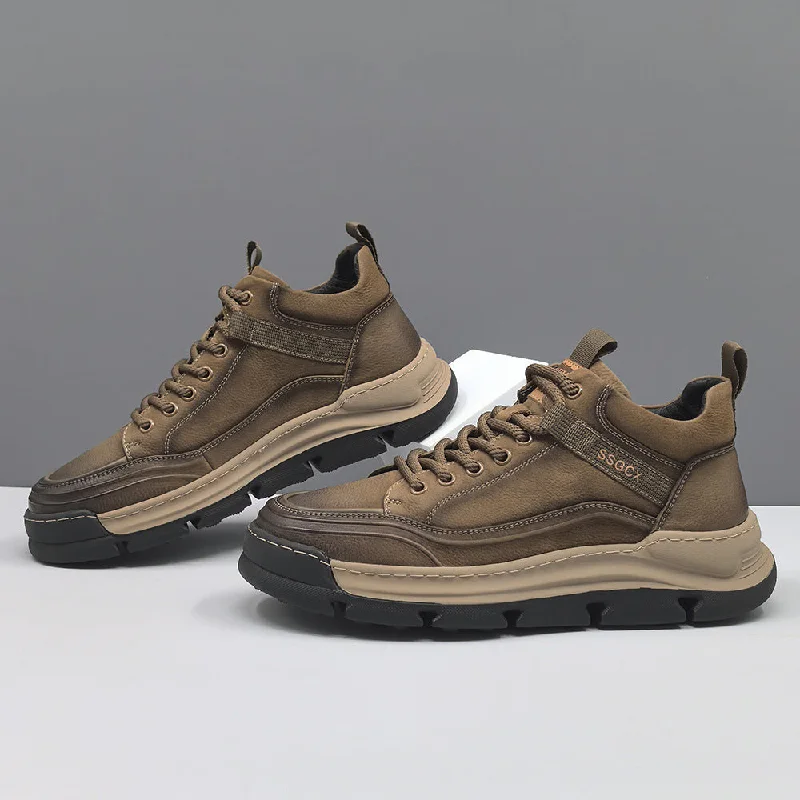 Leather men's casual shoes with a scuffed finishMen Fashion Quilted Leather Casual Work Shoes Leather men's casual shoes with a scuffed finishMen Fashion Quilted Leather Casual Work Shoes