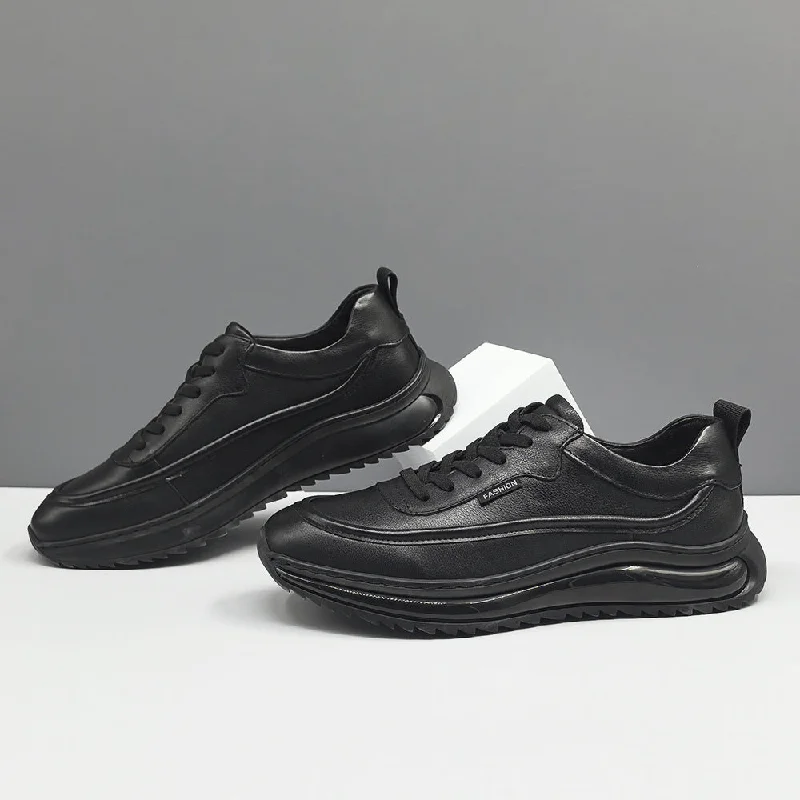 Men's casual sneakers with a mesh upperMen Minimalism Solid Leather Casual Shoes