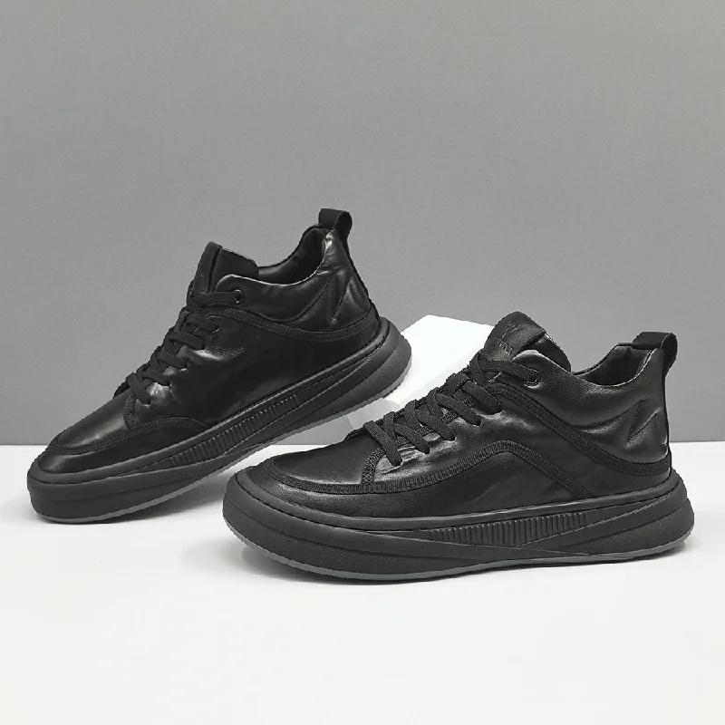 Men's casual shoes with a soft insole for cushioningMen Minimalism Solid Leather Casual Shoes