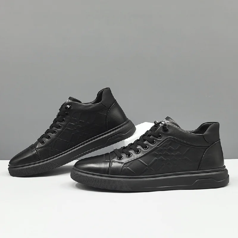 Men's casual shoes with a sporty look and feelMen Minimalism Solid Leather Flat Casual Shoes