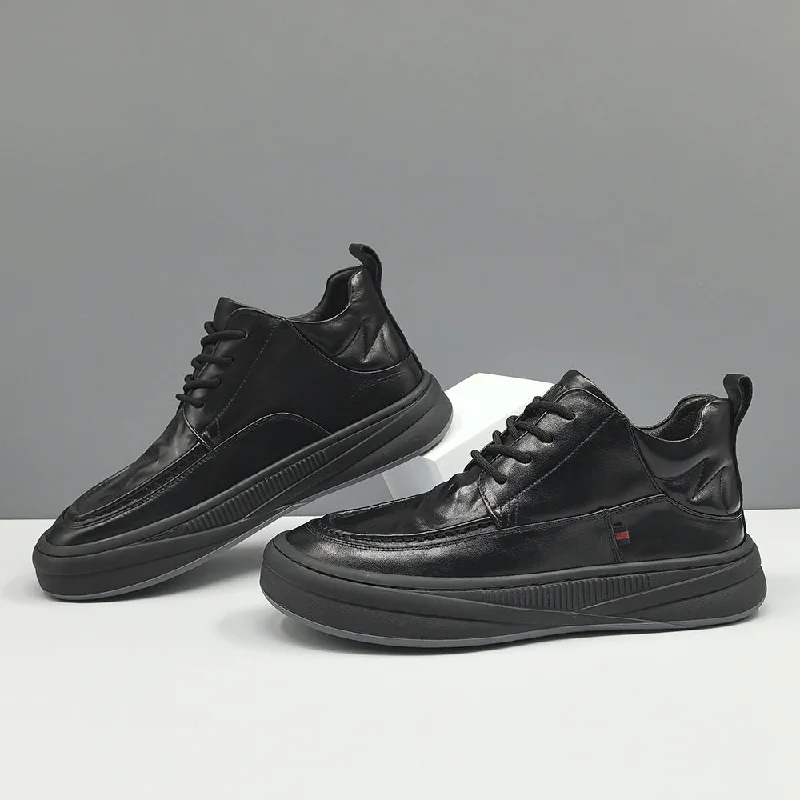 Men's casual shoes with a stretchy side panelMen Retro Solid Leather Casual Shoes