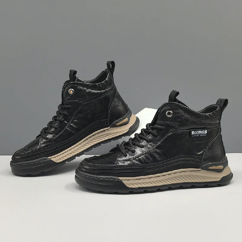 Men's casual shoes with a soft insole for cushioningMen Vintage Leather High Top Casual Shoes Men's casual shoes with a soft insole for cushioningMen Vintage Leather High Top Casual Shoes