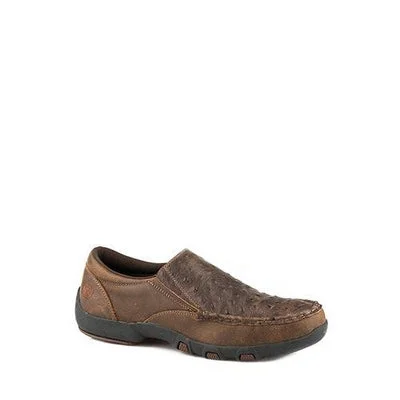 Men's casual shoes with a low - profile designRoper Men’s Casuals - Driving Moc - Slip On - Brown Embossed Ostrich Men's casual shoes with a low - profile designRoper Men’s Casuals - Driving Moc - Slip On - Brown Embossed Ostrich