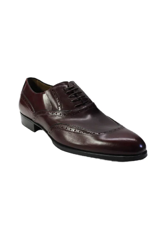 Tardini Mens Burgundy Genuine Cordovan Leather Brogue Oxford Shoes