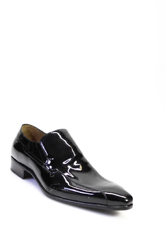 Tardini Mens Patent Leather Pointed Toe Evening Shoes Loafers Black UK 8