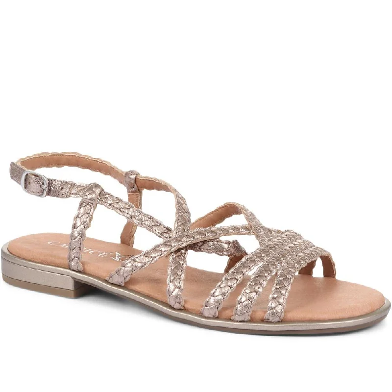 Men's casual shoes with a removable footbed for cleaningWoven Leather Gladiator Sandals - CAPRI33508 / 320 987
